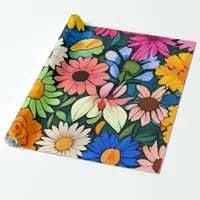 Cute little flower heads wrapping paper