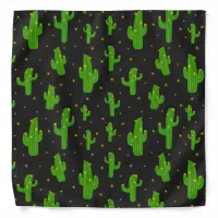 Cartoon Cactus Plants on Black Bandana