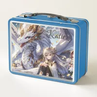 Anime Girl and Dragon Personalized Metal Lunch Box