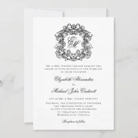 Monogram Crest Elegant Formal Wedding Invitation