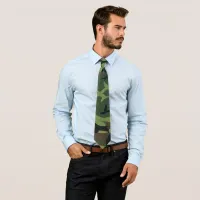 Military Green Camouflage Two Sides Neck Tie