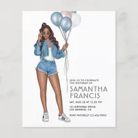 USA Denim themed Girl Birthday Party Flyer