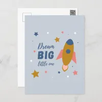 Dream Big Little One Cute Cartoon Space Rocket Postcard