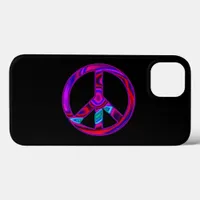 Black and Hot Pink Psychedelic Peace iPhone 13 Case