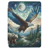 Mosaic Bear and Eagle in the Mountains Ai Art iPad Air Cover