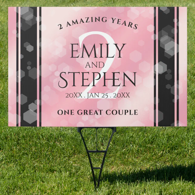 Elegant 2nd Rose Quartz Wedding Anniversary Sign