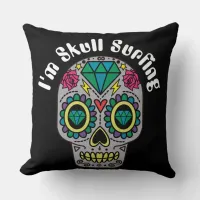 Decorated Abstract Skull Throw Pillow