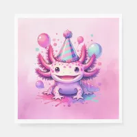 Pink and Purple Axolotl Girl's Birthday Party Napkins