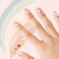 70s Pink Pastel Retro Groovy Daisies Rainbow Minx Nail Art