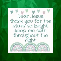 Christian Prayer for kids Green & Pink | Acrylic Print