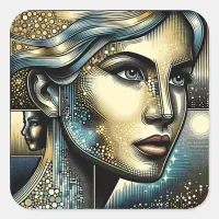 Abstract Ai Art | Women's Face Square Sticker