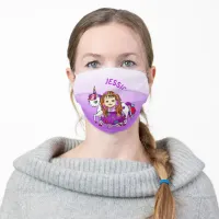 Personalized Princess and Unicorn Purple Adult Cloth Face Mask