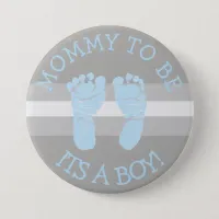 Mommy to be Blue and Gray Baby Shower Button