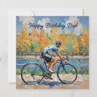 Cyclist in Bicycle Race Cycling Dad Birthday Card