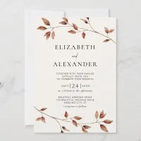 Minimalist Fall Leaves Botanical Wedding Invitation