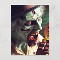 Zombie Eating Halloween Chocolate Postcard