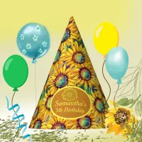 Yellow Sunflower Girl Birthday  Party Hat