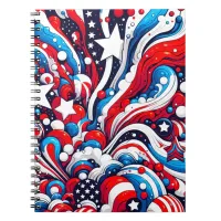 Red, White and Blue Patriotic Abstract US Flag  Notebook