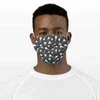 Supersonic Aeroplane Grey White Patterned Adult Cloth Face Mask