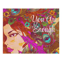 You Are Enough Abstract Art | Women with Feathers Faux Canvas Print