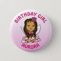 Personalized Pretty Fairy Birthday Girl Button