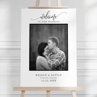 Black And White Calligraphy Photo Wedding Welcome Foam Board