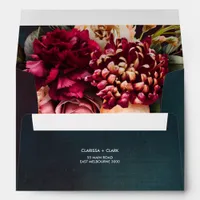 Dark Bold Floral Blue Wedding Envelope