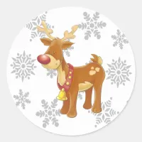 Cute Christmas Reindeer with Snowflakes Sticker