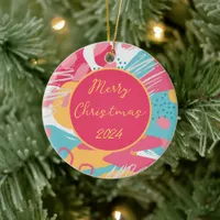 Colorful Abstract Personalized Ceramic Ornament