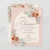 Budget Boho Terracotta Pampas Quinceanera Invite