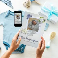 Teal Shabby Style Baby Flat Announcement Card