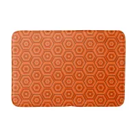 Modern Geometric Orange Nested Hexagons Bath Mat