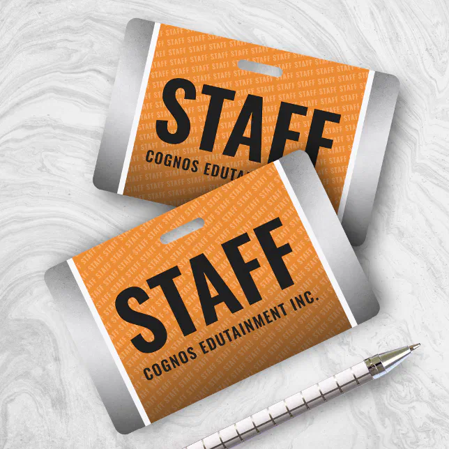 Corporate Orange & Steel Staff Pass Badge