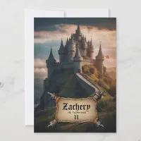 *~* AP88 Castle Mountain Medieval Fantasy Birthday Invitation