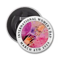 International Women's Day 8th March 2024 Pink Art Bottle Opener