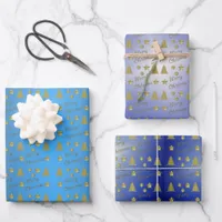 Christmas feeling - golden stars, Christmas trees  Wrapping Paper Sheets