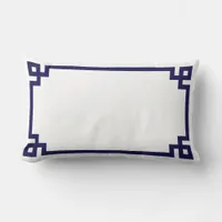 Navy Greek Key Border Lumbar Pillow