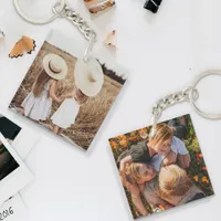 Custom Two Photo Acrylic Square 2 Sided Keychain