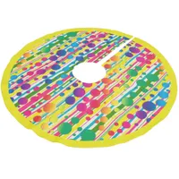 [Beatnik Bubbles] Retro Polka Dot Striped Yellow Brushed Polyester Tree Skirt