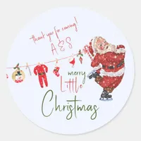 Merry Little Christmas Boy Girl Winter Baby Shower Classic Round Sticker