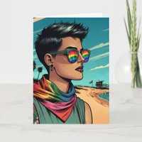 Happy Birthday | Woman with Rainbow Sunglasses Card