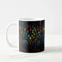 Tree of Life Mosaic Coloured leaves Stained Glass  Coffee Mug