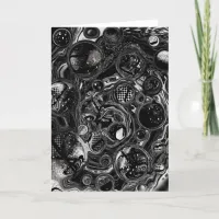 Black and White Marble Fluid Art Happy Birthday Card