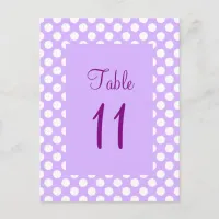 Light Purple and White Polka Dot Table Number Post