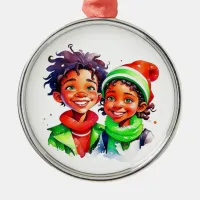 Vintage Christmas Elf  Personalized Metal Ornament