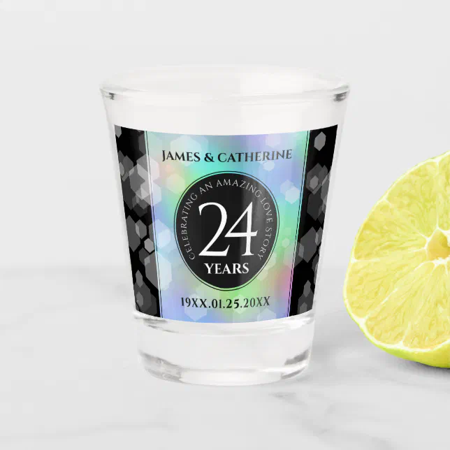 Elegant 24th Opal Wedding Anniversary Celebration Shot Glass