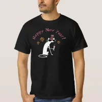Happy New Year Wine Quote with Cat T-Shirt