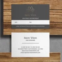 Stylish Grey Gold Paw Print Logo Appointment Card