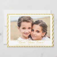 Elegant New Year Gold Foil Stripe Holiday Photo