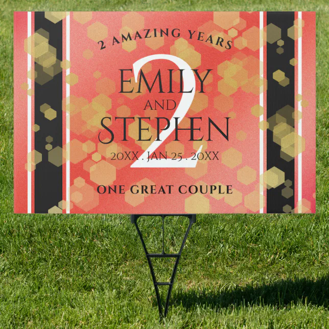 Elegant 2nd Garnet Wedding Anniversary Sign